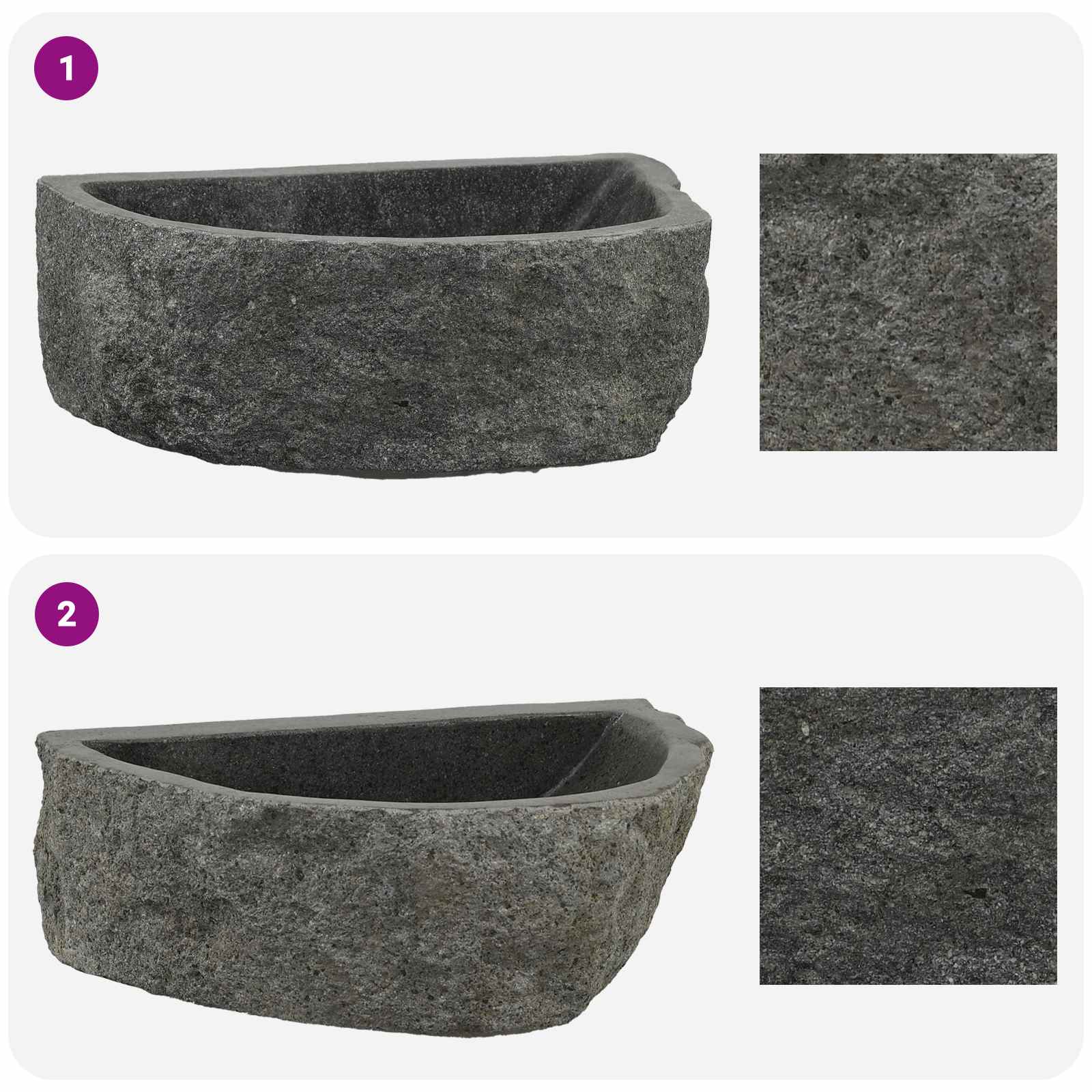 Lavabo a parete Grigio 37 x 30 x 12 cm Pietra fiume | homemem39