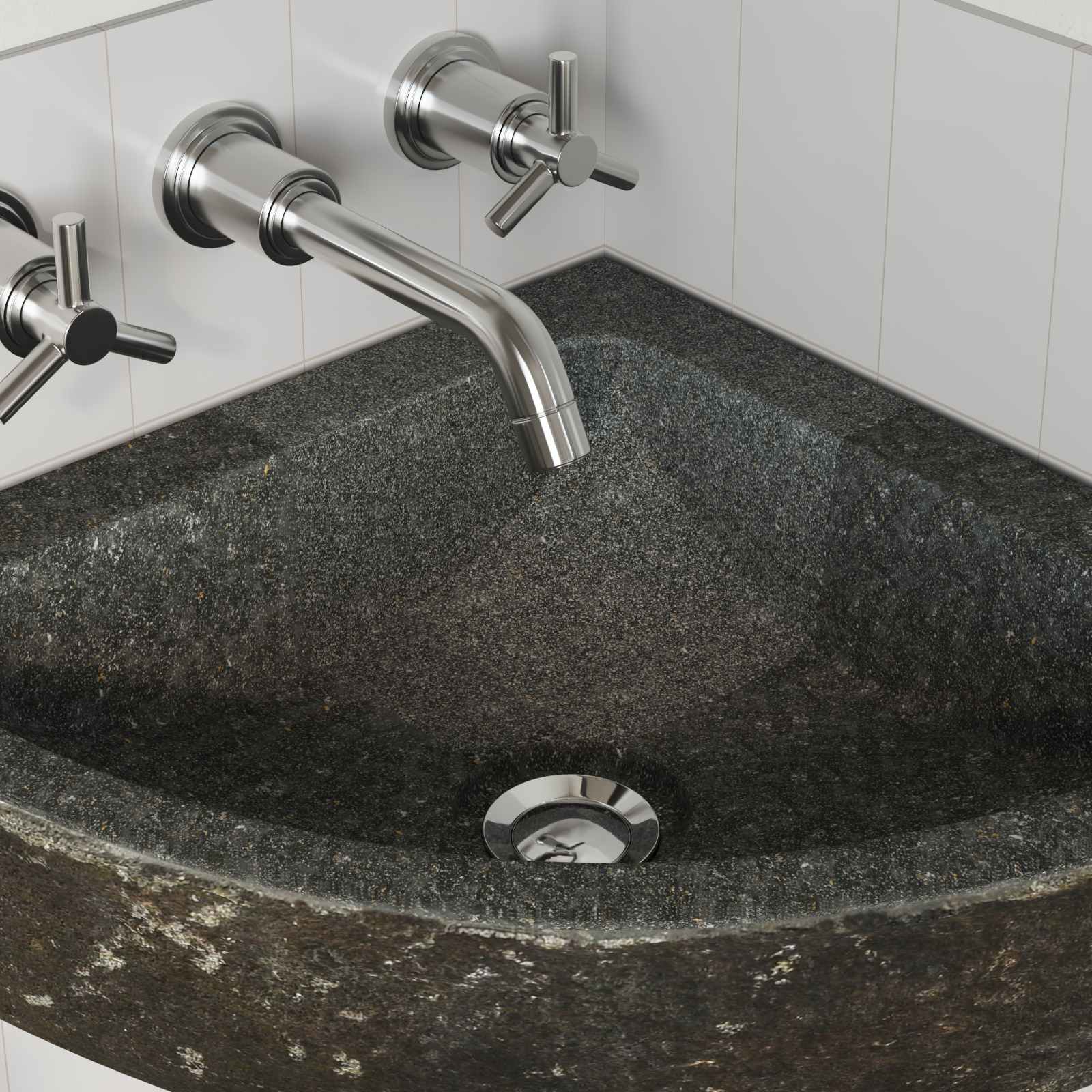 Lavabo Grigio (38-45) x (38-45) x 12 cm Pietra di Fiume | homemem39