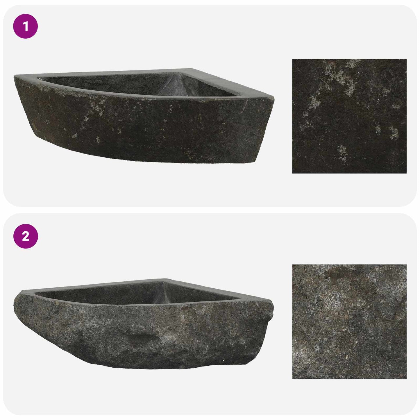 Lavabo Grigio (38-45) x (38-45) x 12 cm Pietra di Fiume | homemem39