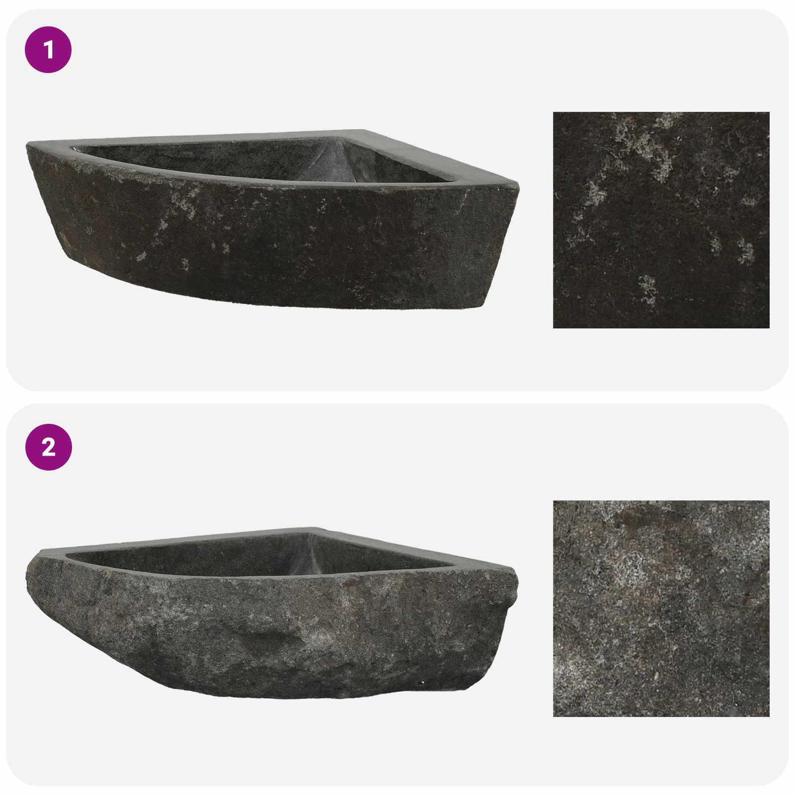 Lavabo Grigio (38-45) x (38-45) x 12 cm Pietra di Fiume | homemem39