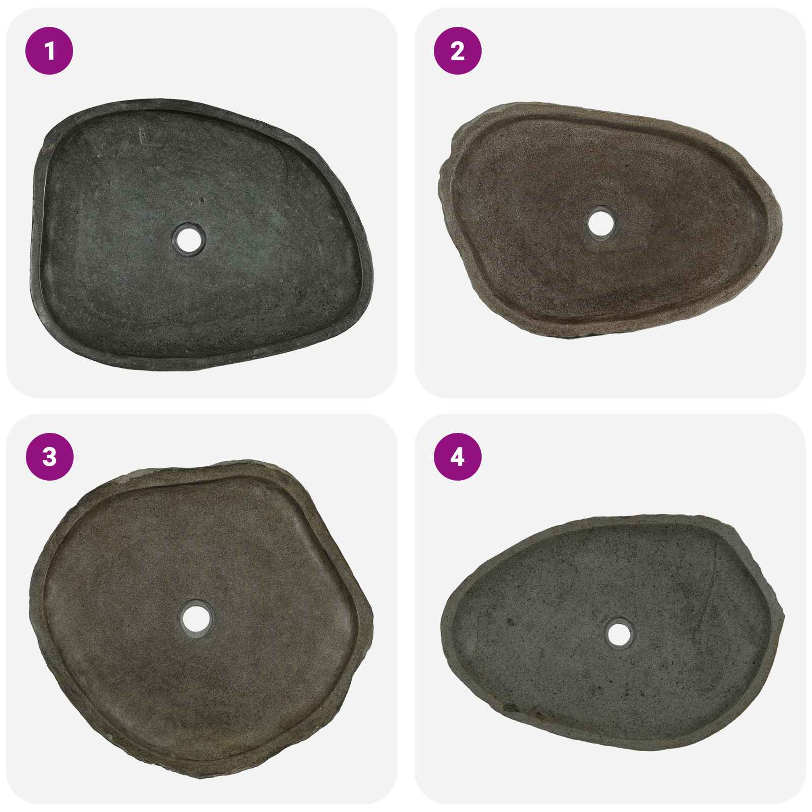 Lavabo Grigio 65 x 50 x 6 cm Pietra fiume | homemem39