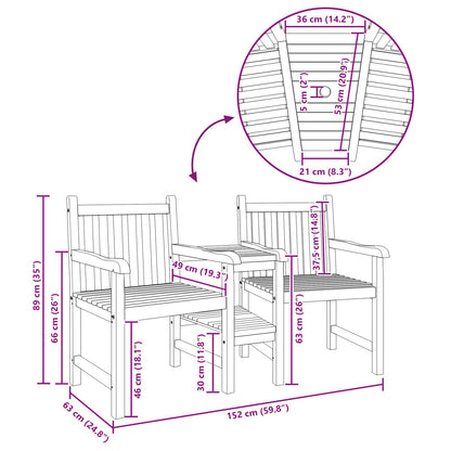Sedie da Esterno Marrone 152 x 63 x 89 cm