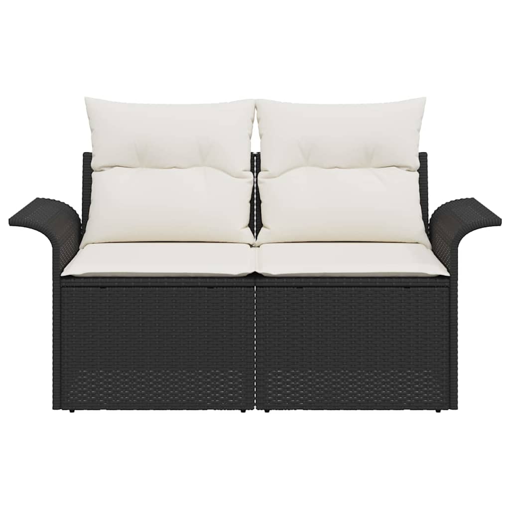 Divano da giardino con cuscino Nero 141 x 62 x 69cm polyrattan | homemem39