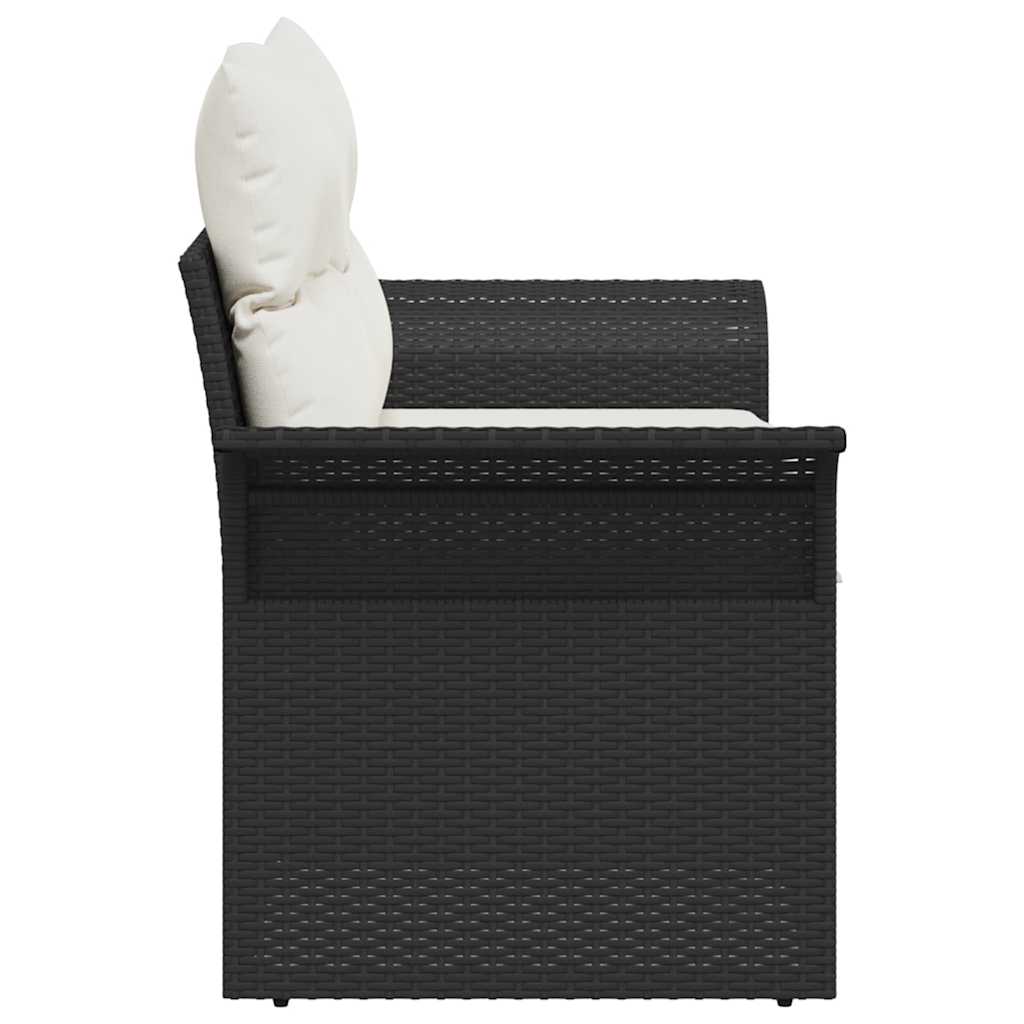 Divano da giardino con cuscino Nero 141 x 62 x 69cm polyrattan | homemem39