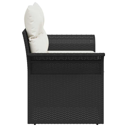 Divano da giardino con cuscino Nero 141 x 62 x 69cm polyrattan | homemem39