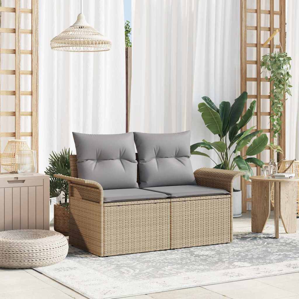 Divano da giardino con cuscino Beige 141 x 62 x 69cm polyrattan | homemem39