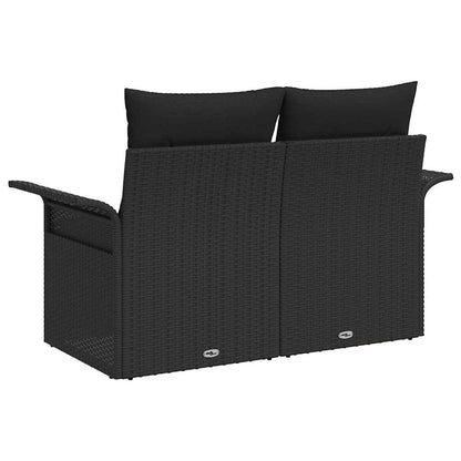 Divano da giardino con cuscino Nero 141 x 62 x 69cm polyrattan | homemem39