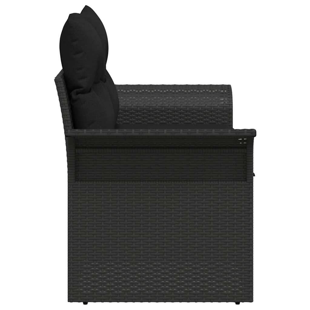 Divano da giardino con cuscino Nero 141 x 62 x 69cm polyrattan | homemem39
