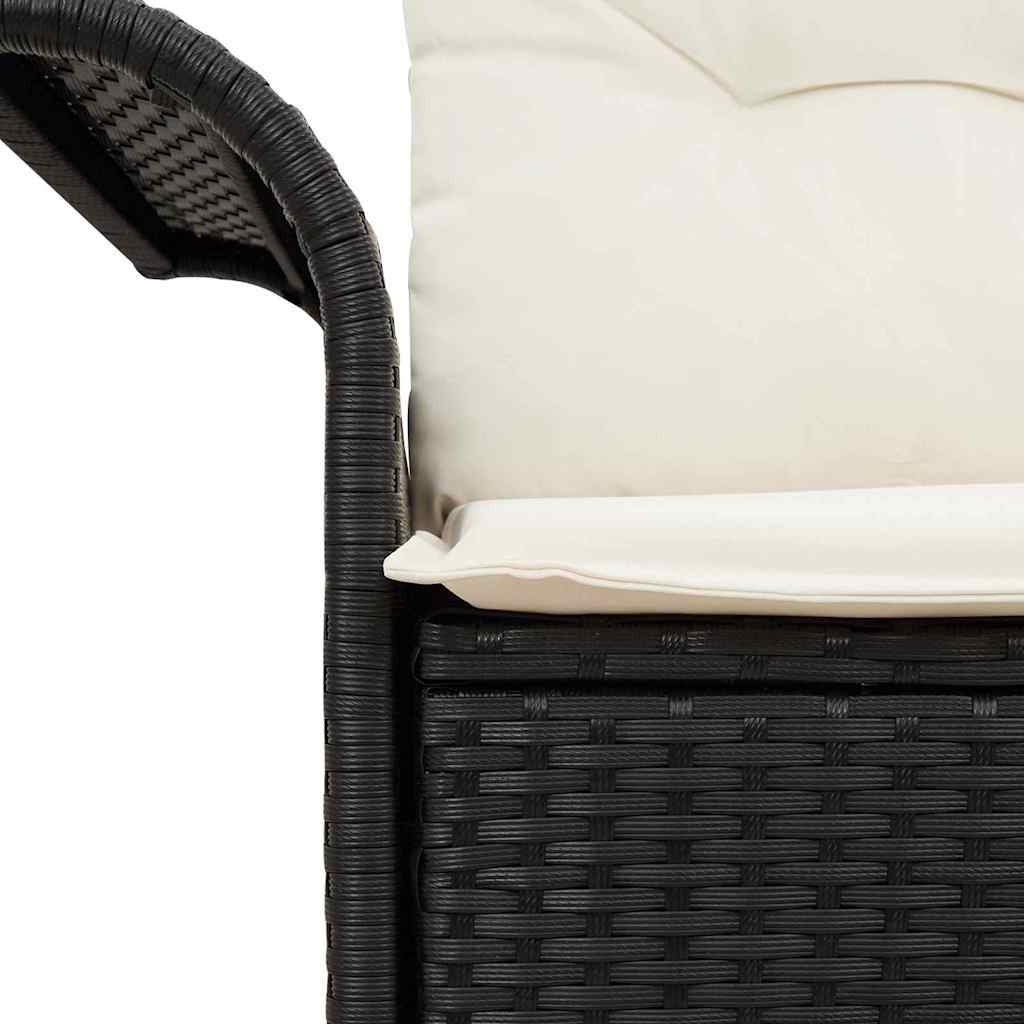Divano da giardino con cuscino Nero 141 x 62 x 69cm polyrattan | homemem39