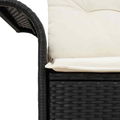 Divano da giardino con cuscino Nero 141 x 62 x 69cm polyrattan | homemem39