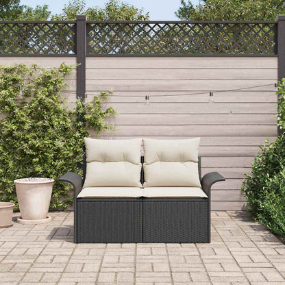 Divano da giardino con cuscino Nero 141 x 62 x 69cm polyrattan | homemem39