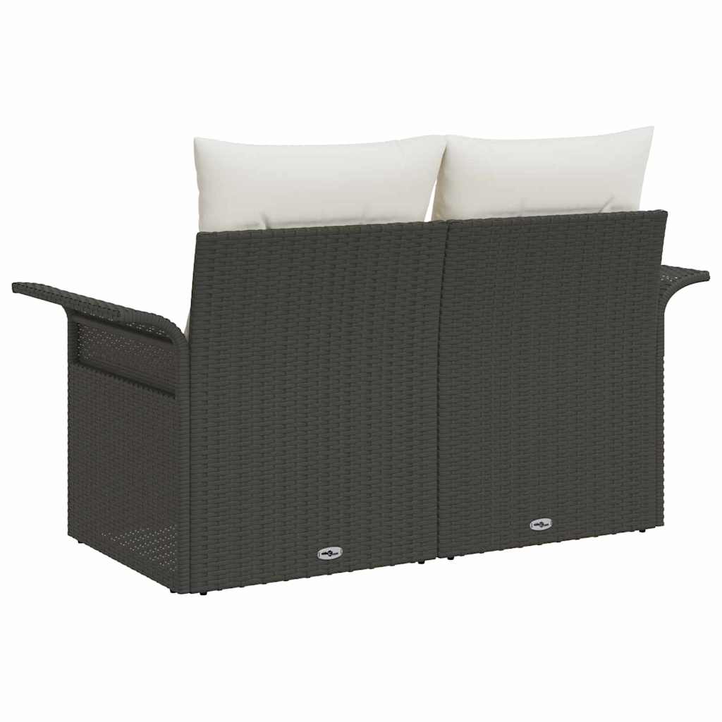 Divano da giardino con cuscino Nero 141 x 62 x 69cm polyrattan | homemem39