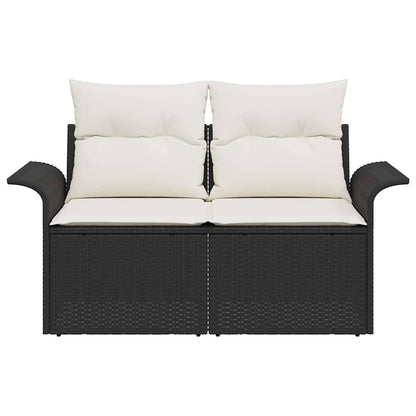 Divano da giardino con cuscino Nero 141 x 62 x 69cm polyrattan | homemem39