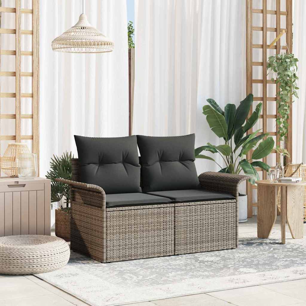 Divano da giardino Grigio 141 x 62 x 69cm polyrattan | homemem39