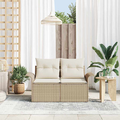 Divano da giardino con cuscino Beige 141 x 62 x 69cm polyrattan | homemem39