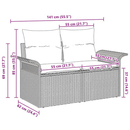 Divano da giardino con cuscino Beige 141 x 62 x 69cm polyrattan | homemem39