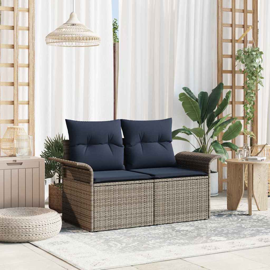 Divano da giardino con cuscino 141 x 62 x 69 cm polyrattan | homemem39