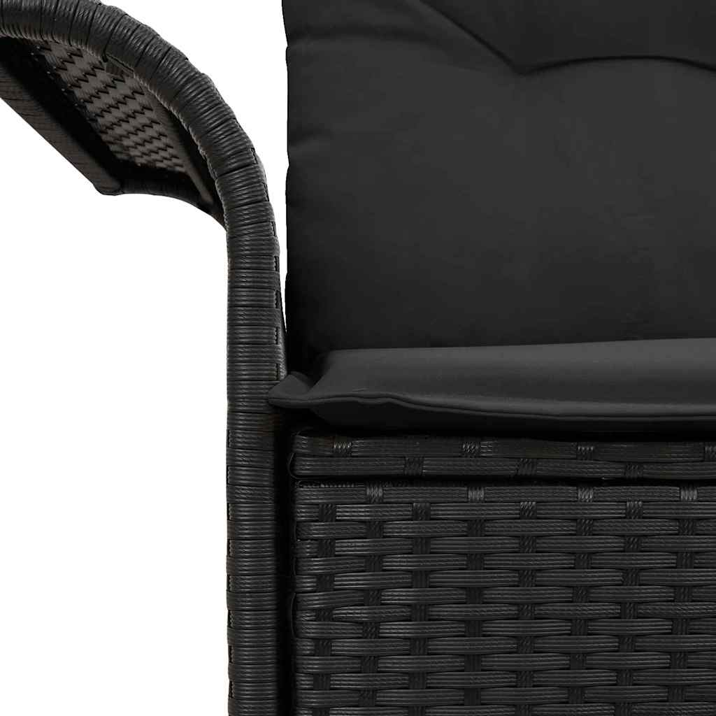 Divano da giardino con cuscino Nero 141 x 62 x 69cm polyrattan | homemem39