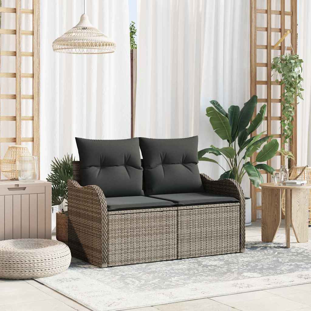 Divano da giardino Grigio 121 x 62 x 69cm polyrattan | homemem39