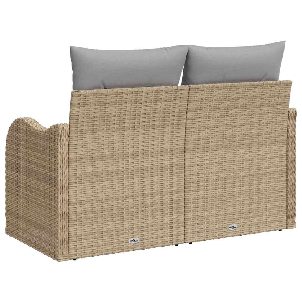 Divano da giardino con cuscino Beige 121 x 62 x 69cm polyrattan | homemem39