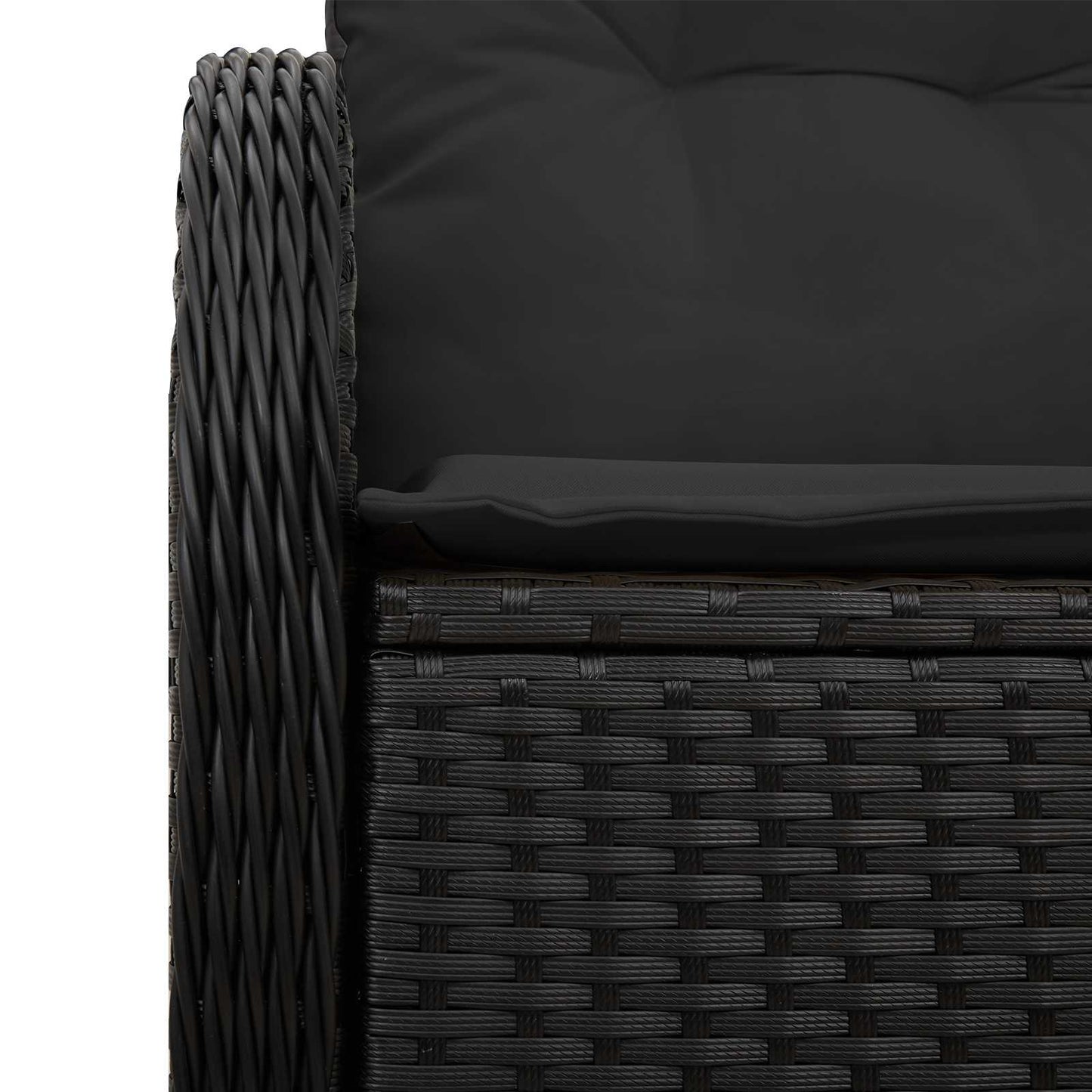Divano da giardino con cuscino Nero 121 x 62 x 69cm polyrattan | homemem39