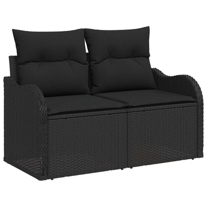 Divano da giardino con cuscino Nero 121 x 62 x 69cm polyrattan