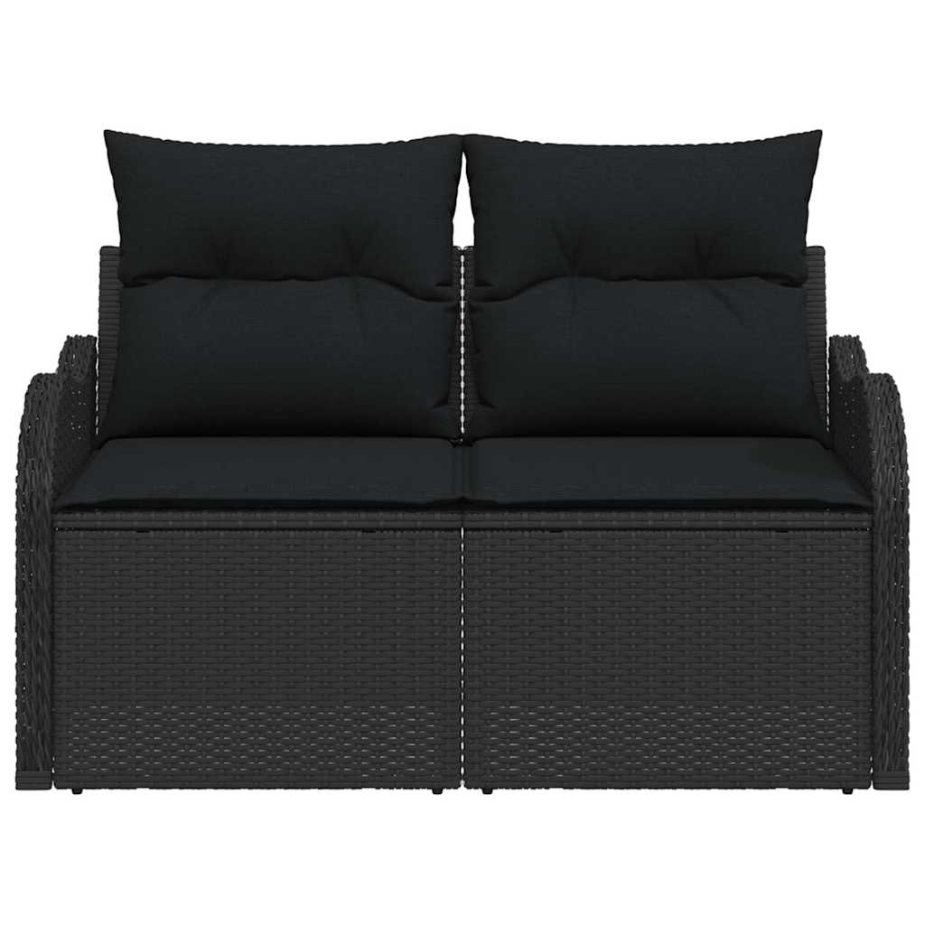 Divano da giardino con cuscino Nero 121 x 62 x 69cm polyrattan | homemem39