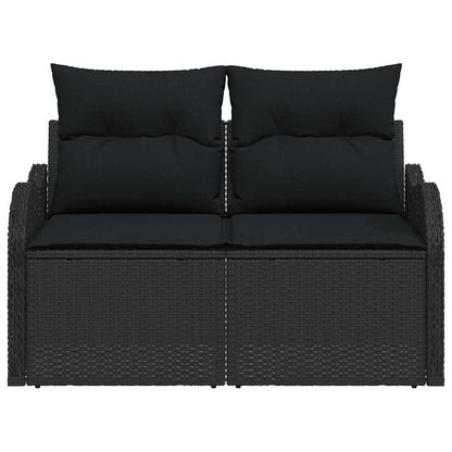 Divano da giardino con cuscino Nero 121 x 62 x 69cm polyrattan | homemem39