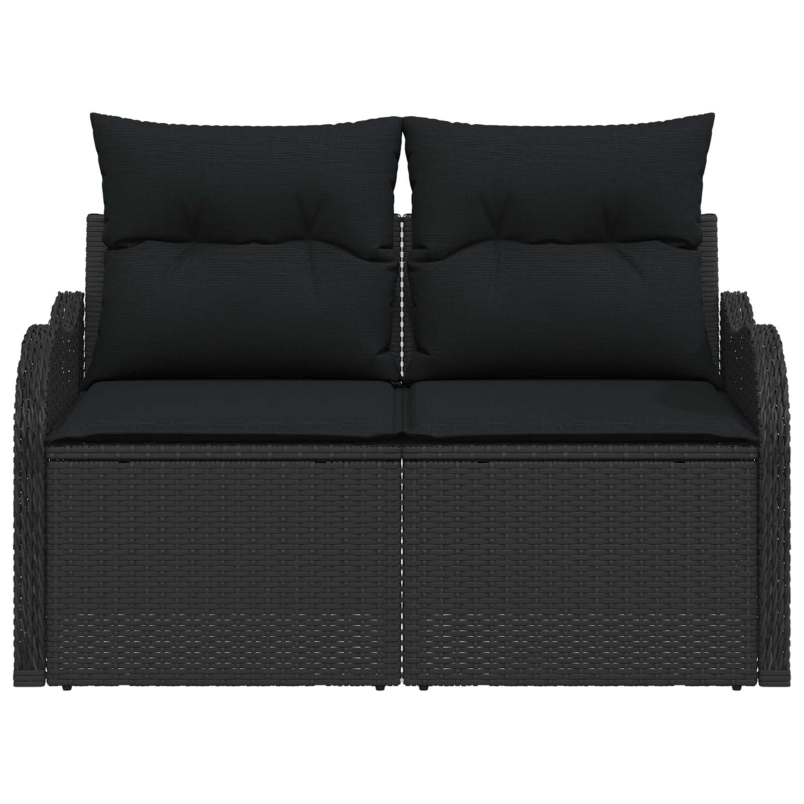 Divano da giardino con cuscino Nero 121 x 62 x 69cm polyrattan | homemem39