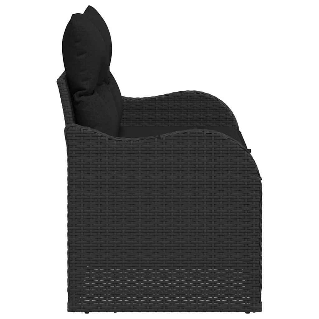 Divano da giardino con cuscino Nero 121 x 62 x 69cm polyrattan | homemem39