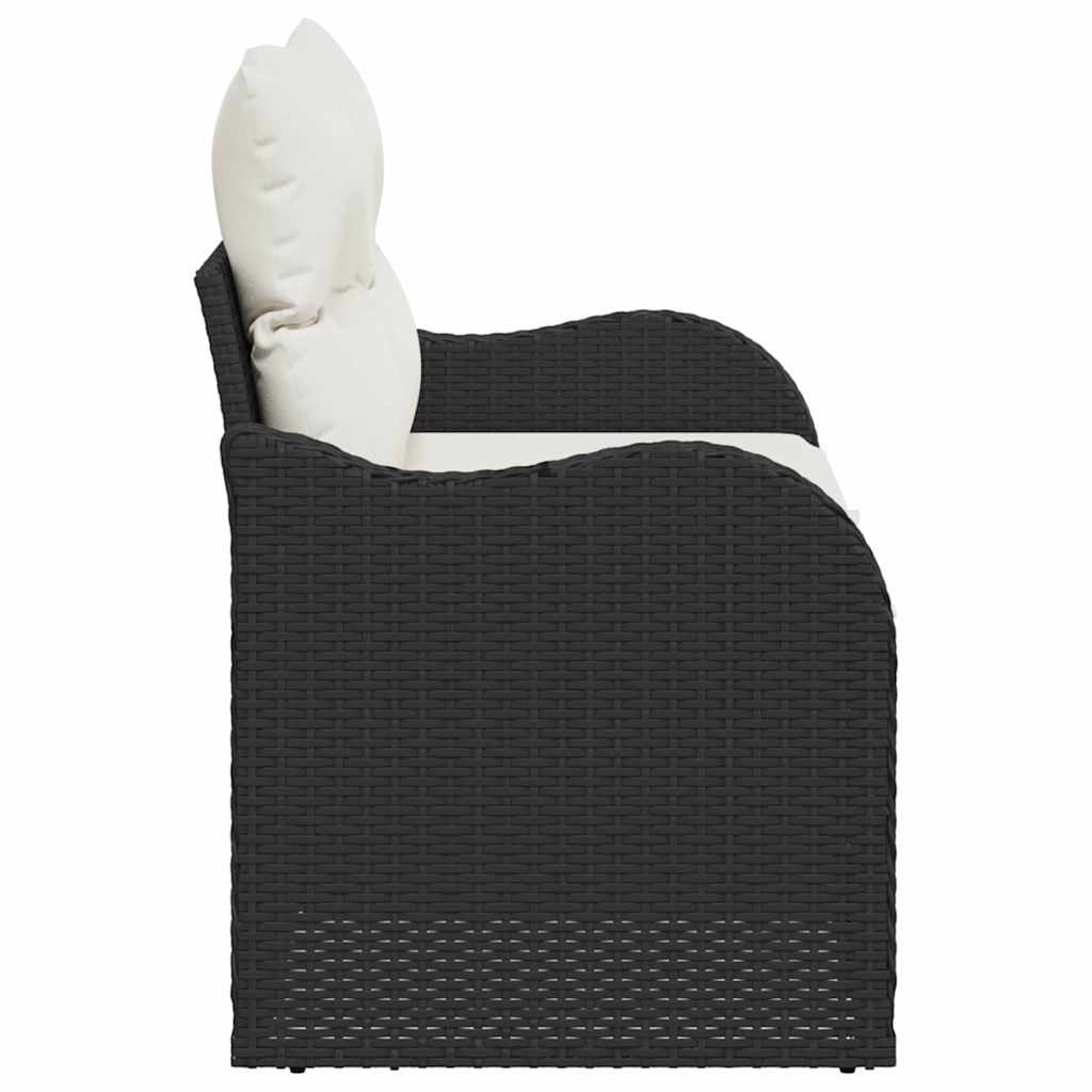 Divano da giardino con cuscino Nero 121 x 62 x 69cm polyrattan | homemem39