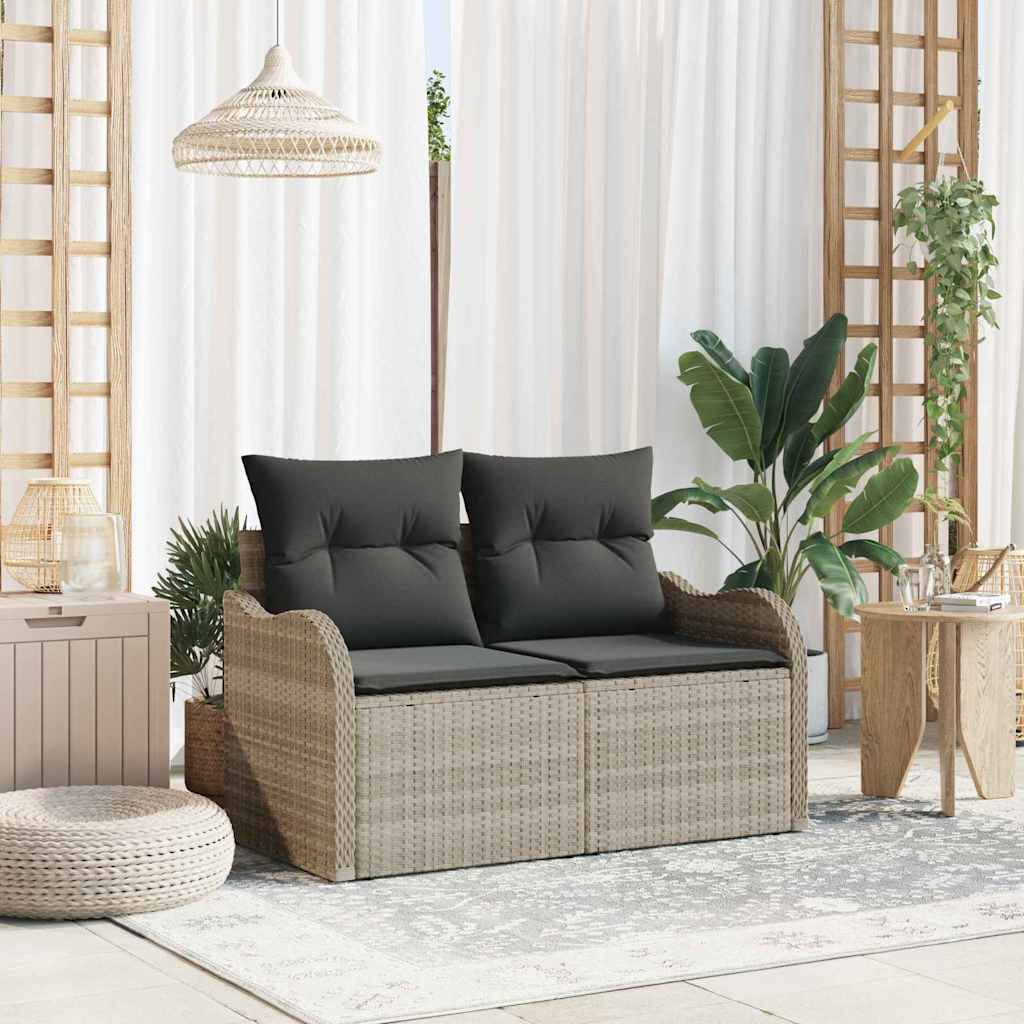Divano da giardino Grigio chiaro 121 x 62 x 69cm polyrattan | homemem39