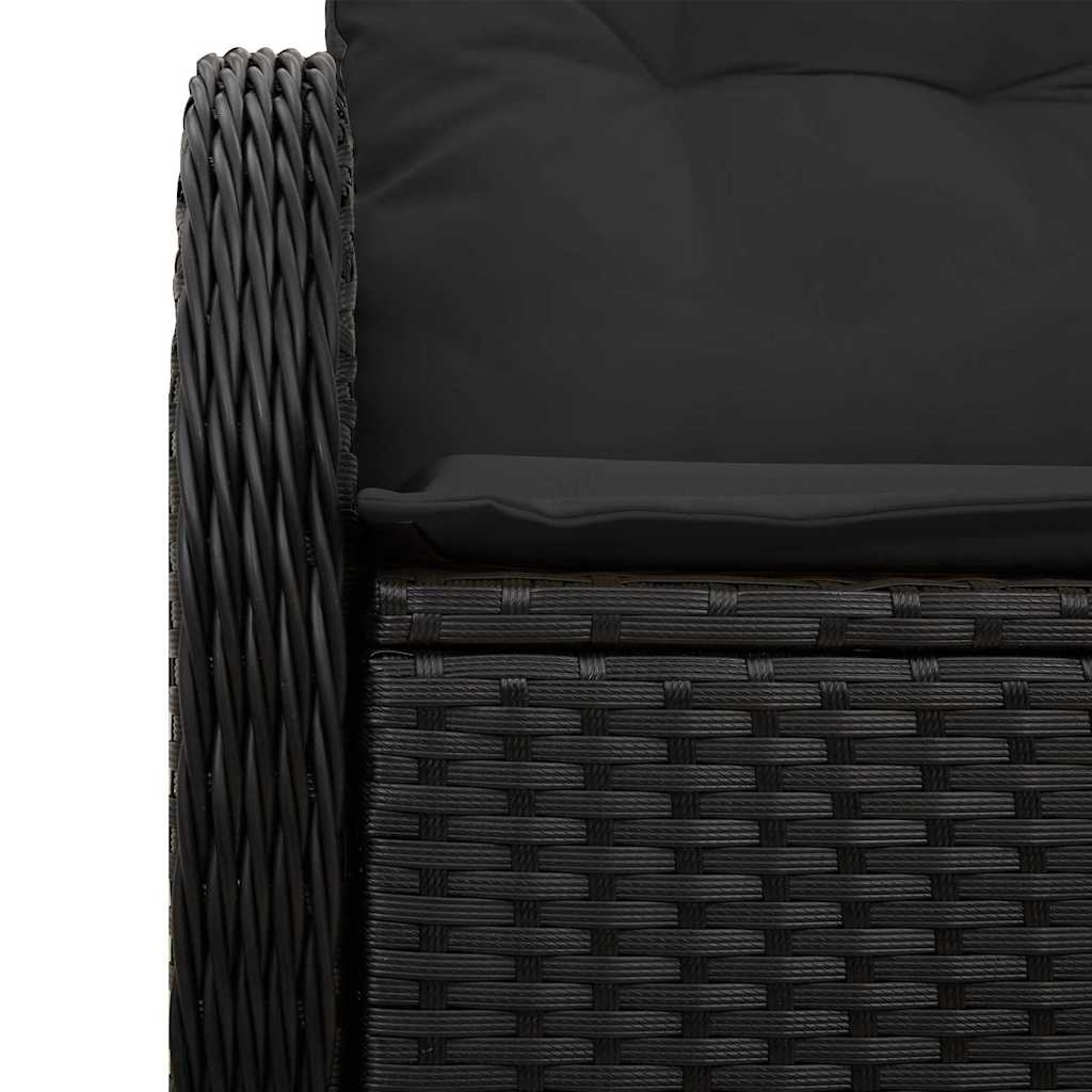 Divano da giardino con cuscino Nero 121 x 62 x 69cm polyrattan | homemem39