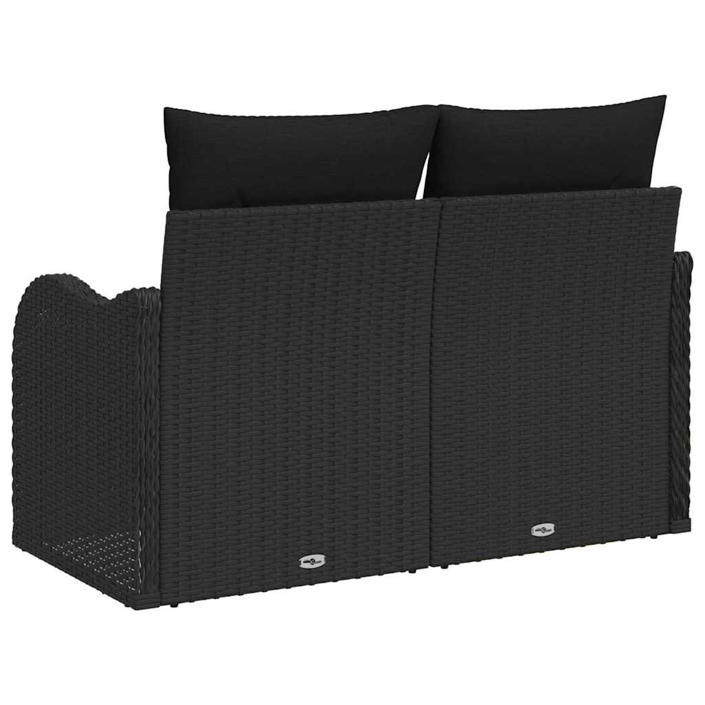 Divano da giardino con cuscino Nero 121 x 62 x 69cm polyrattan | homemem39