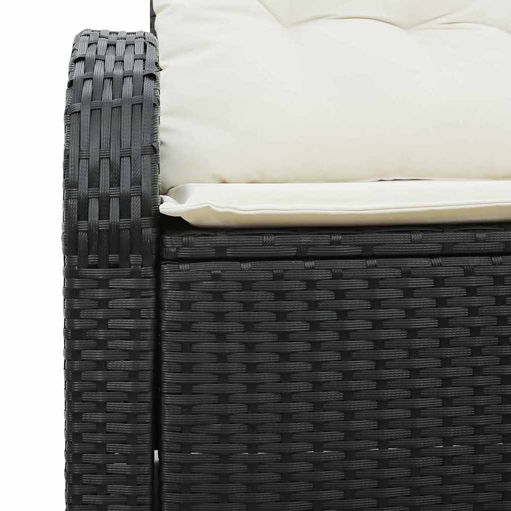 Divano da giardino con cuscino Nero 124 x 62 x 69cm polyrattan | homemem39