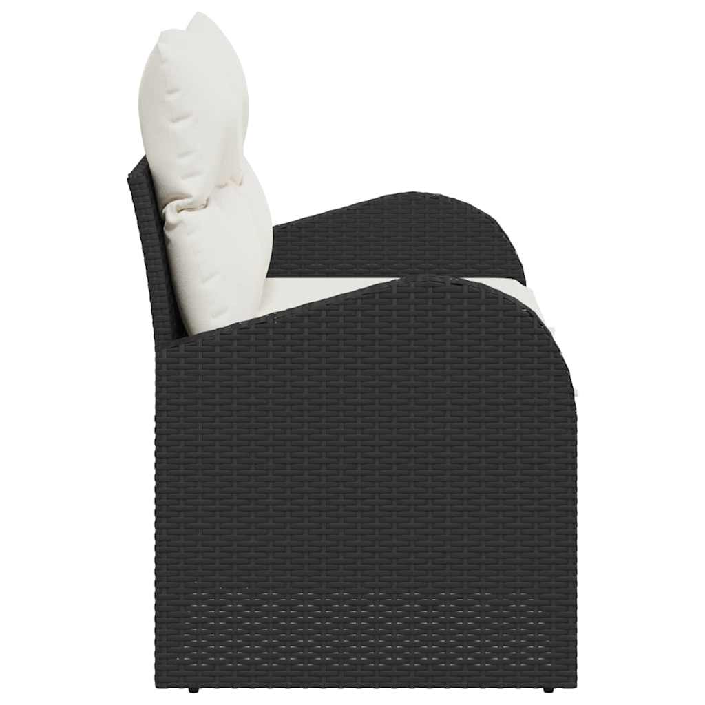 Divano da giardino con cuscino Nero 124 x 62 x 69cm polyrattan | homemem39