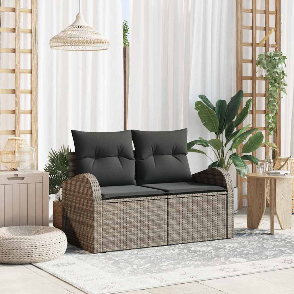 Divano da giardino Grigio 124 x 62 x 69cm polyrattan | homemem39