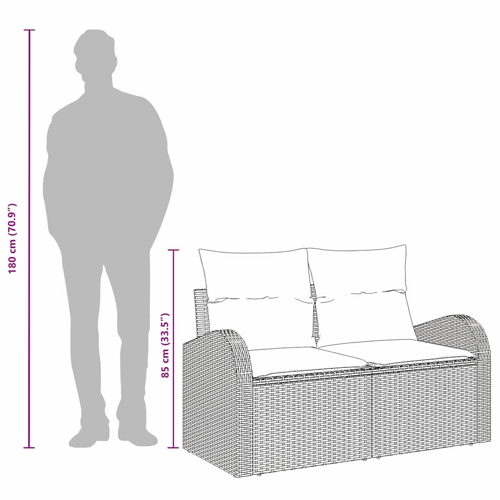 Divano da giardino Grigio 124 x 62 x 69cm polyrattan | homemem39