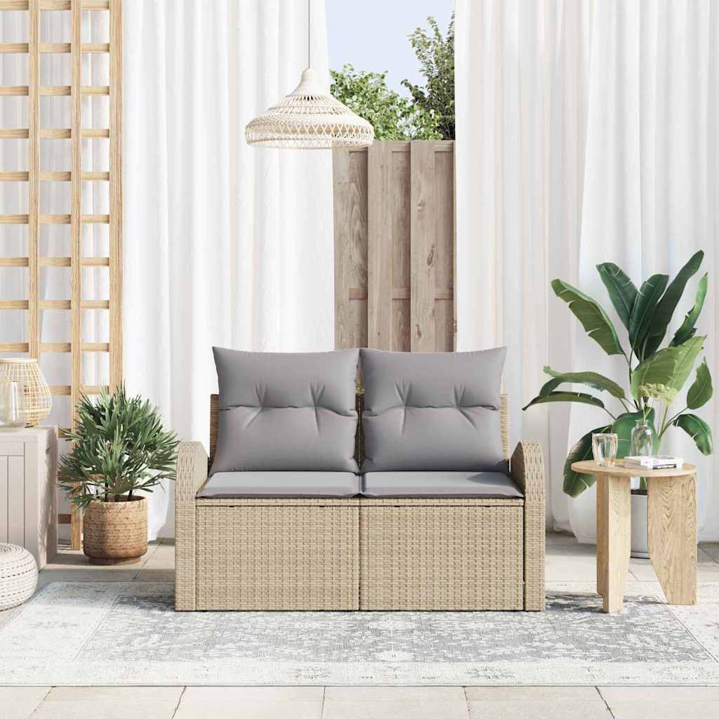 Divano da giardino con cuscino Beige 124 x 62 x 69cm polyrattan | homemem39