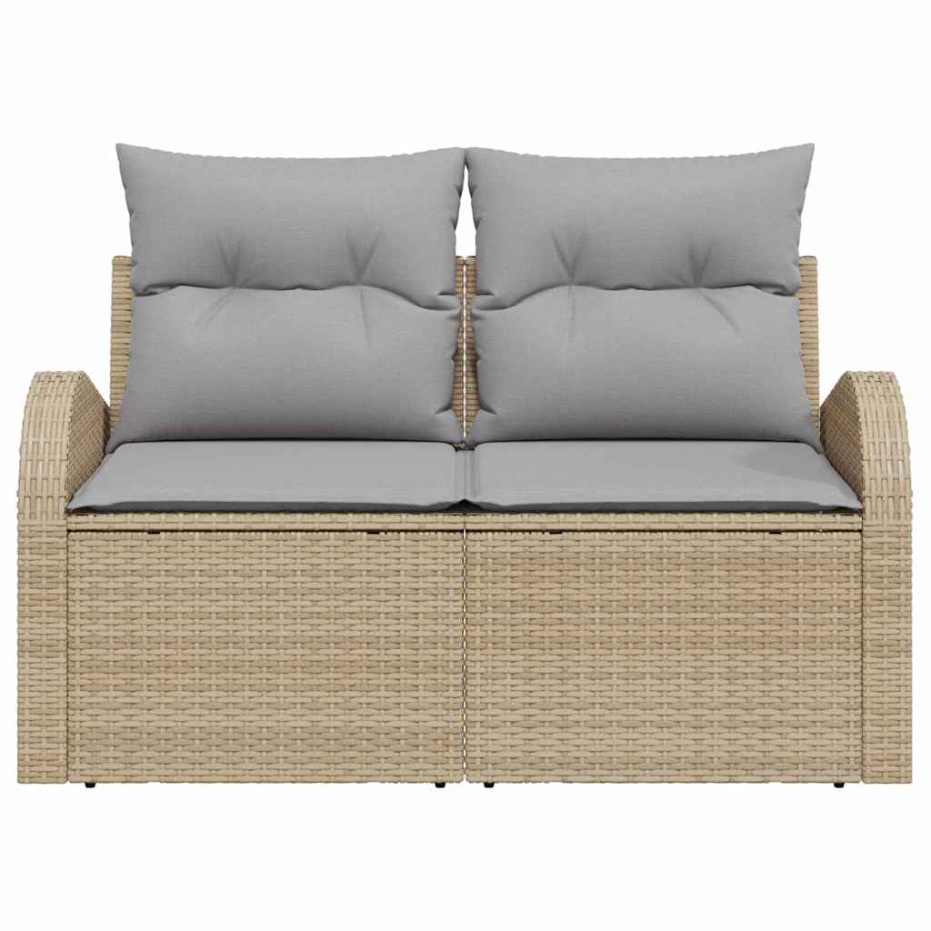Divano da giardino con cuscino Beige 124 x 62 x 69cm polyrattan | homemem39