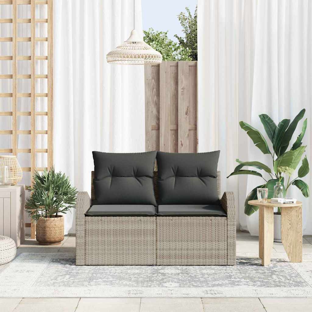 Divano da giardino Grigio chiaro 124 x 62 x 69cm polyrattan | homemem39