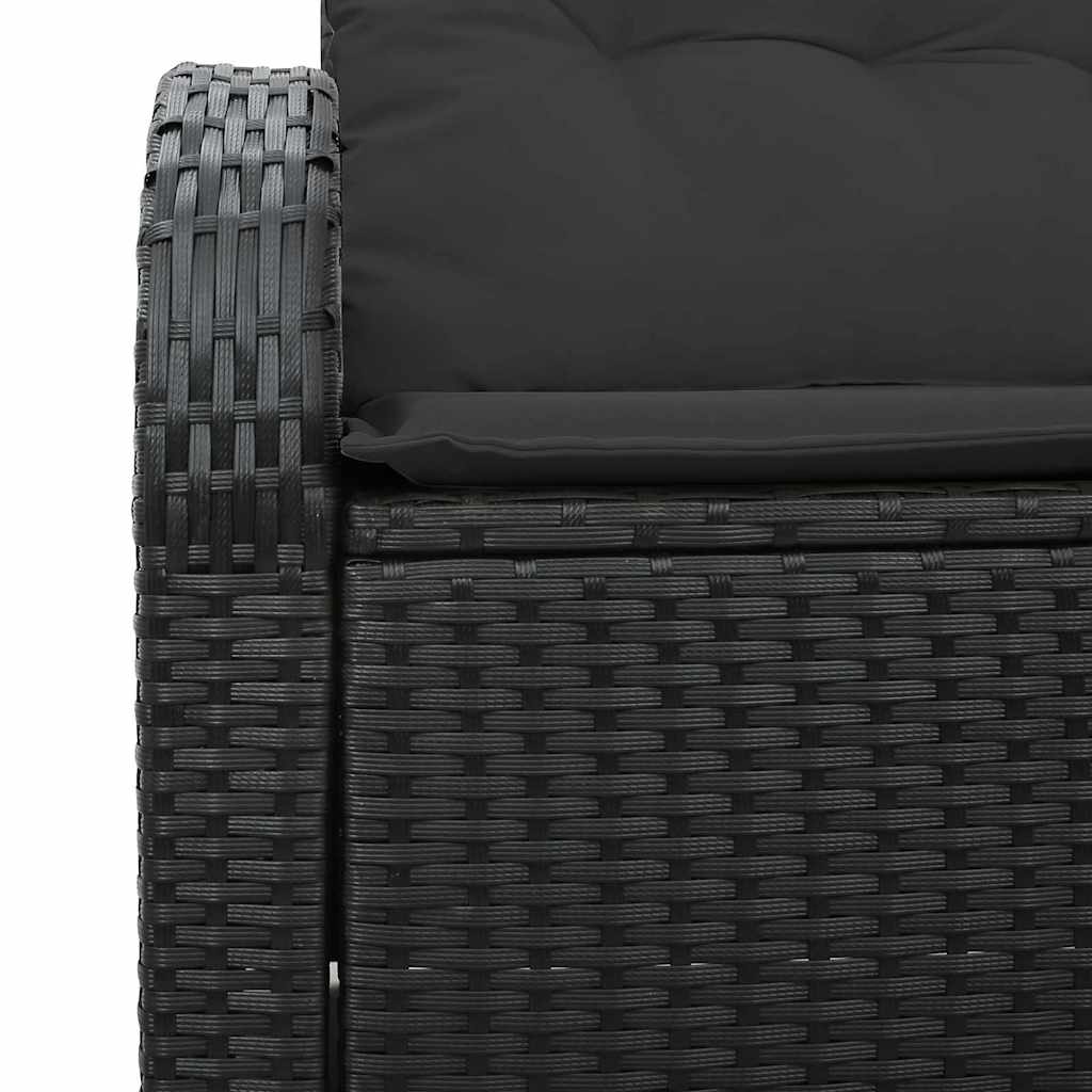 Divano da giardino con cuscino Nero 124 x 62 x 69cm polyrattan | homemem39