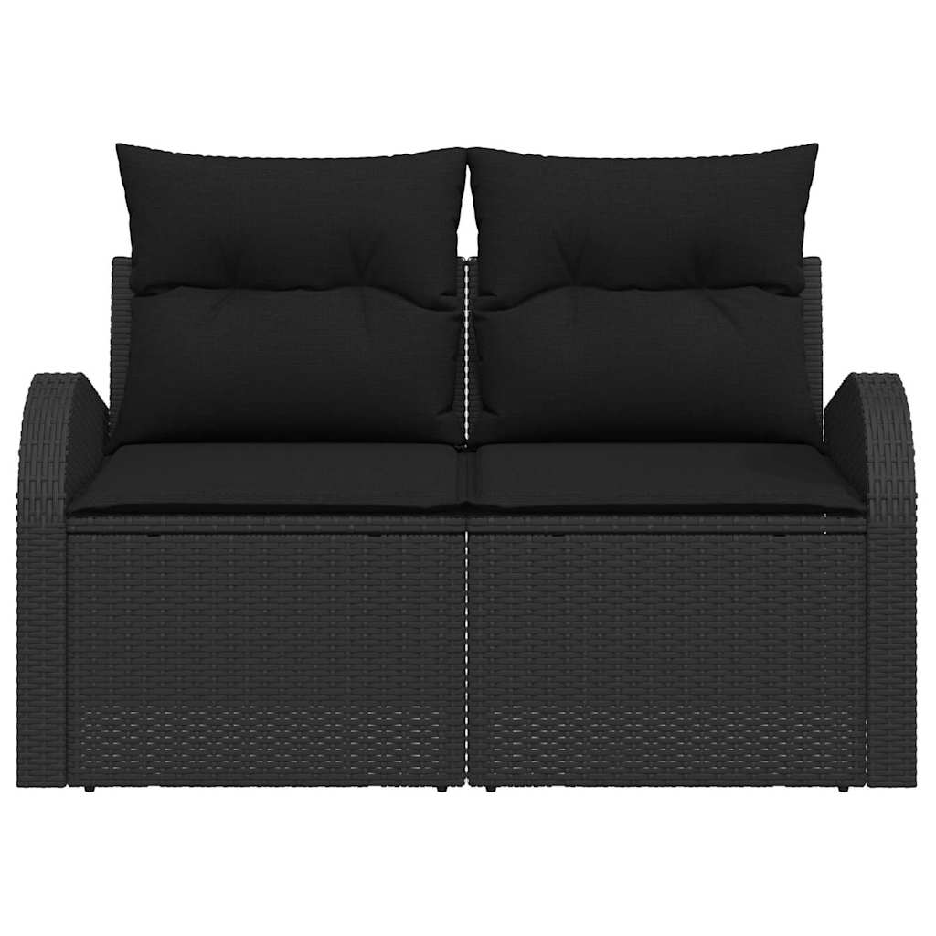 Divano da giardino con cuscino Nero 124 x 62 x 69cm polyrattan | homemem39
