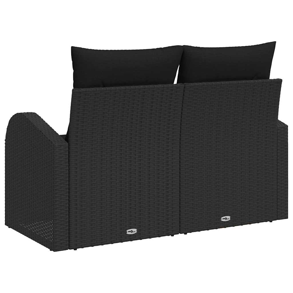 Divano da giardino con cuscino Nero 124 x 62 x 69cm polyrattan | homemem39