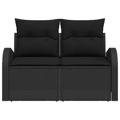 Divano da giardino con cuscino Nero 124 x 62 x 69cm polyrattan | homemem39