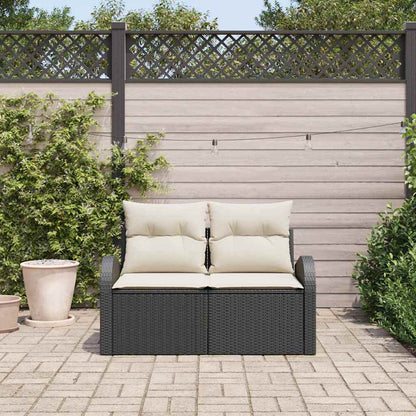 Divano da giardino con cuscino Nero 124 x 62 x 69cm polyrattan | homemem39