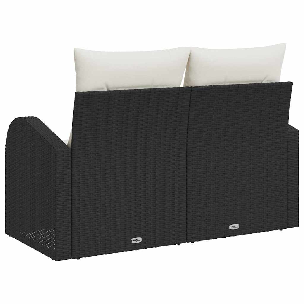 Divano da giardino con cuscino Nero 124 x 62 x 69cm polyrattan | homemem39