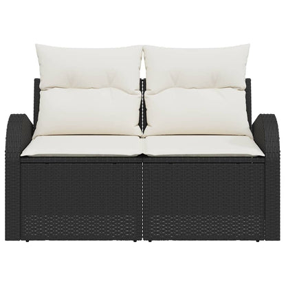 Divano da giardino con cuscino Nero 124 x 62 x 69cm polyrattan | homemem39