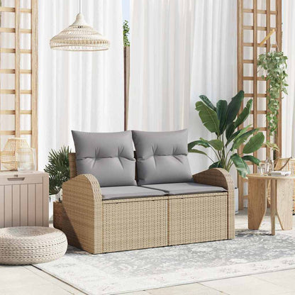 Divano da giardino con cuscino Beige 124 x 62 x 69cm polyrattan | homemem39