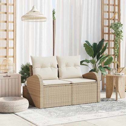 Divano da giardino con cuscino Beige 124 x 62 x 69cm polyrattan | homemem39
